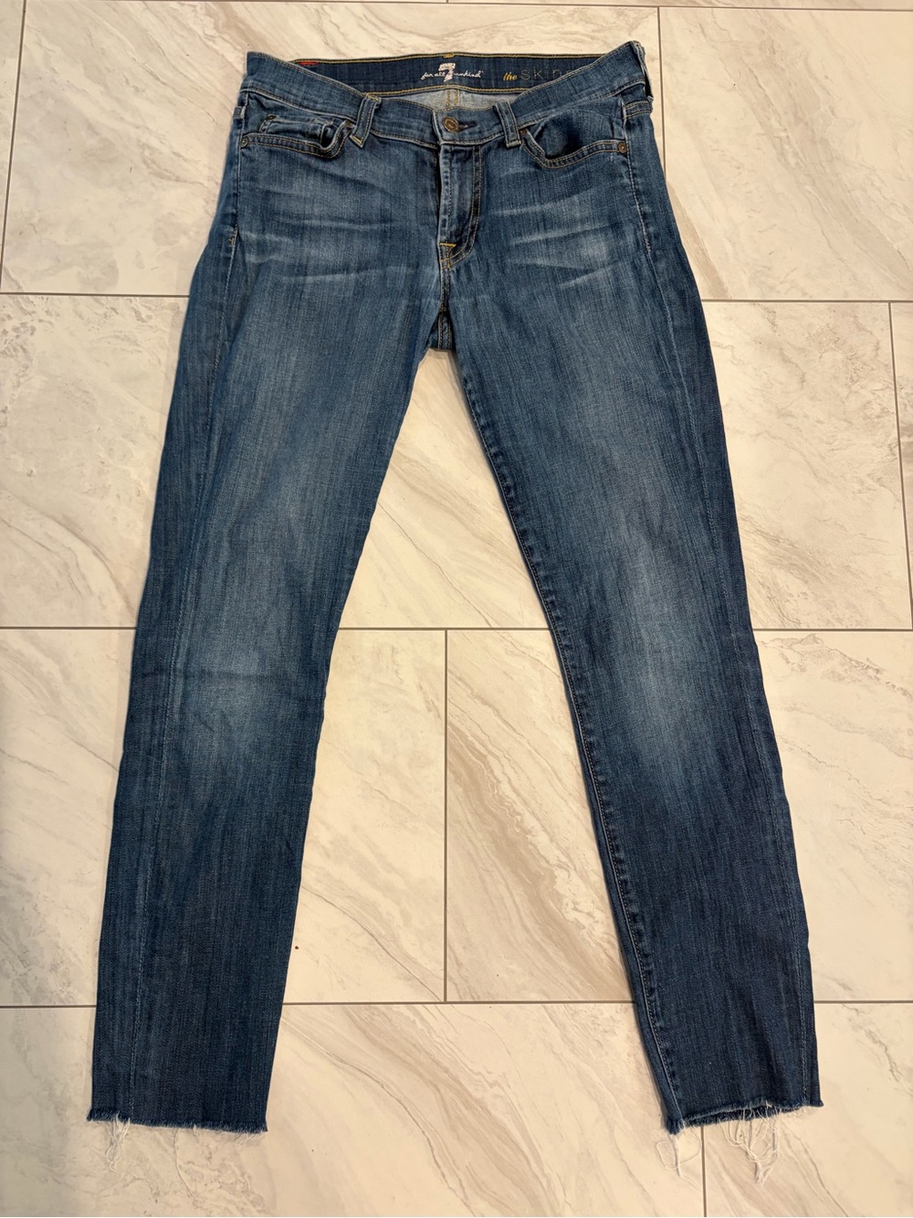 7 For All Mankind Women's Dark Blue Skinny Jeans - Picture 1 of 7